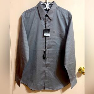 Alfani Men's Regular Fit Performance Shirt Gray Silver 16-16.5/34-35 L